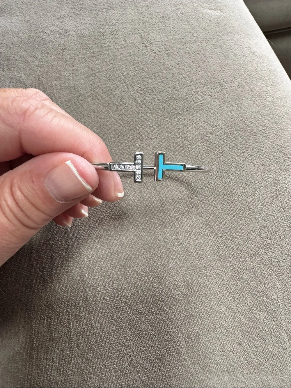 Silver TT Bracelet with Turquoise - Picture 2 of 5